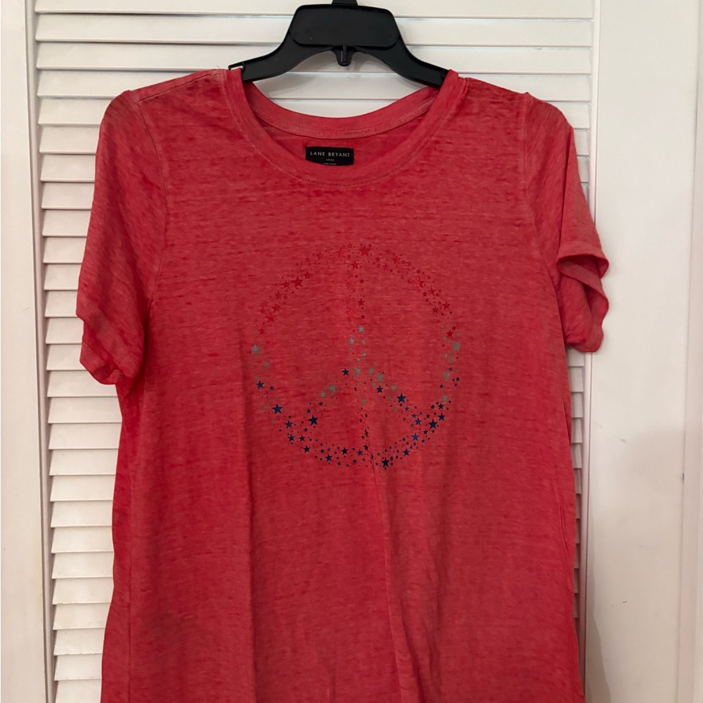 Lane Bryant Red/white/blue Peace Sign T-Shirt 14/16